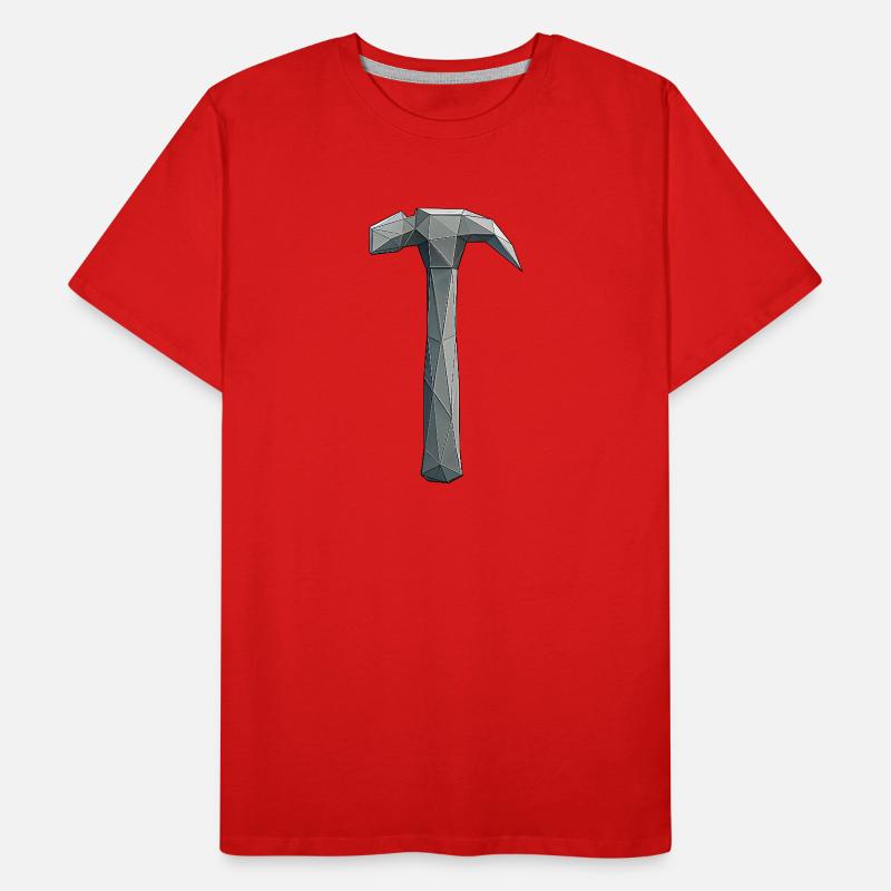 Low Poly Hammer - Handwerker Werkzeug Männer Premium Bio T-Shirt