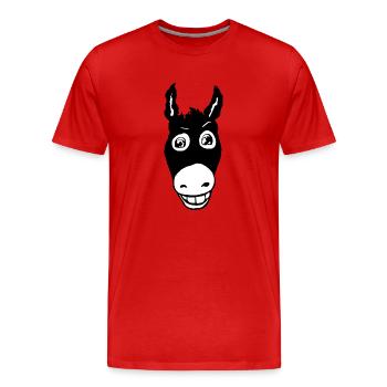 Âne noir souriant - T-shirt bio Premium Homme - rouge - Devant - Damien (186cm)