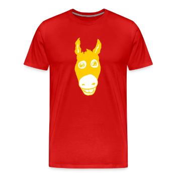 Jaune âne souriant - T-shirt bio Premium Homme - rouge - Devant - Damien (186cm)
