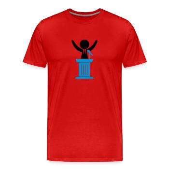 Un politicien parle à ses électeurs - T-shirt bio Premium Homme - rouge - Devant - Damien (186cm)