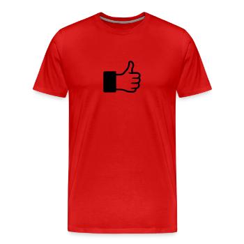 Gefällt mir, Daumen hoch, like, Okay, Super, Sieg - Männer Premium Bio T-Shirt - Rot - Vorne - Damien (186cm)