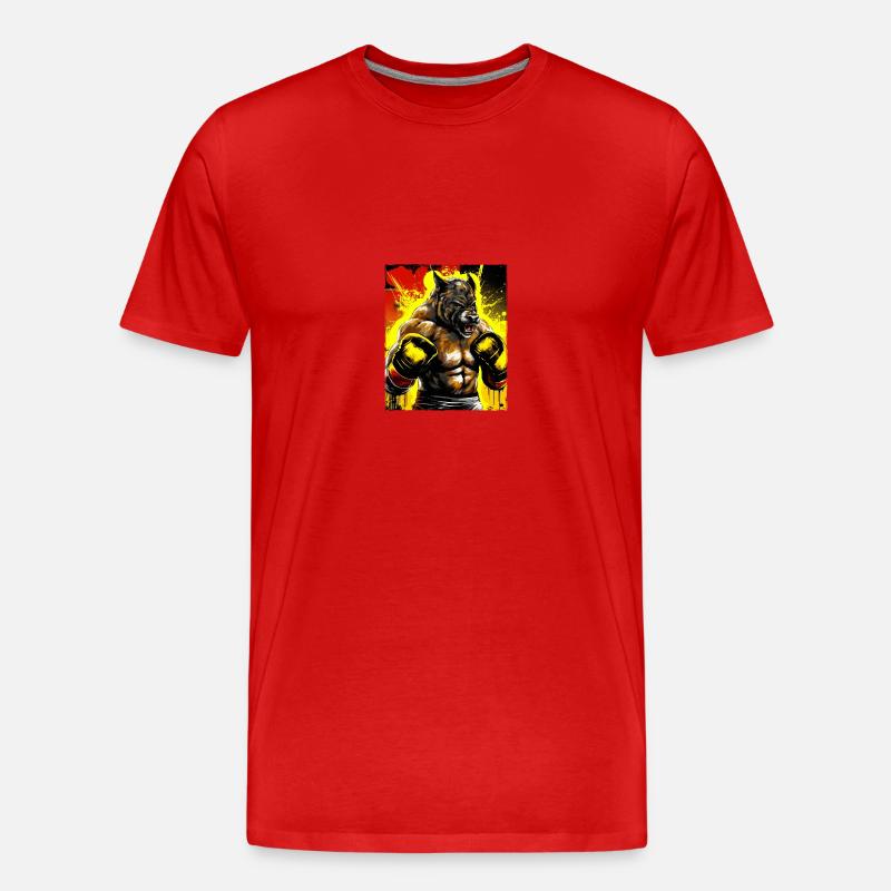 Wolf Boxer Boxen - Männer Premium Bio T-Shirt - Rot