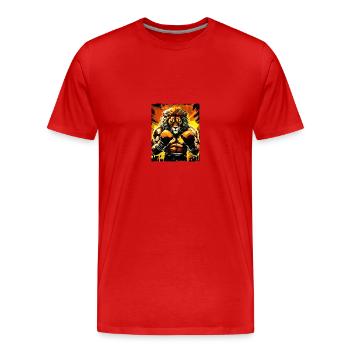 Löwe Boxer Boxen - Männer Premium Bio T-Shirt - Rot - Vorne - Damien (186cm)