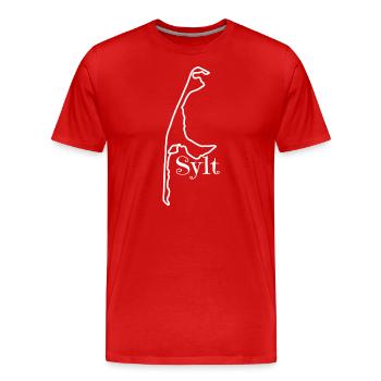 Island of Sylt - contour - with lettering "Sylt" - Men's Premium Organic T-Shirt - red - Front - Damien (186cm)