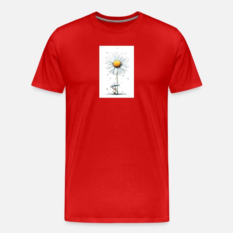 Gänseblümchen Bär mit Regenschirm - Männer Premium Bio T-Shirt - Rot