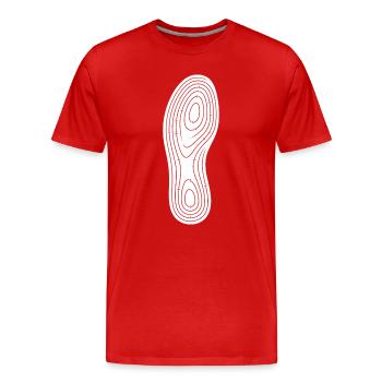 Concentric Footprint Sole Art Hiking Camping - Men's Premium Organic T-Shirt - red - Front - Damien (186cm)