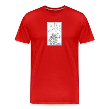 Summit Reader Flower Wreath - Men's Premium Organic T-Shirt - red - Front - Damien (186cm)