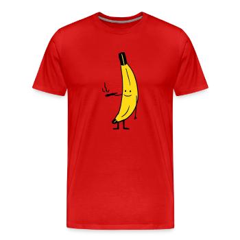 Weed Smoking Banana - Men's Premium Organic T-Shirt - red - Front - Damien (186cm)