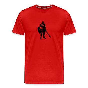Edeler Ritter mit Schwert und Schild - Männer Premium Bio T-Shirt - Rot - Vorne - Damien (186cm)