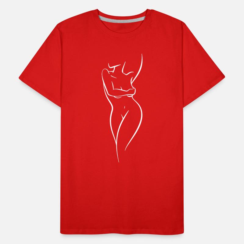 Frau mit einer Linie Männer Premium Bio T-Shirt
