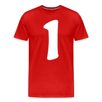 Eins: Minimalistische Ziffer 1 | Erster - Männer Premium Bio T-Shirt - Rot - Vorne - Damien (186cm)
