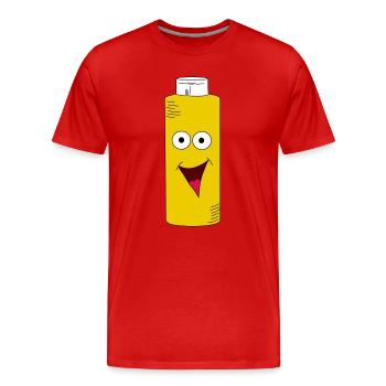 Moutarde jaune moutarde bouteille avec visage - T-shirt bio Premium Homme - rouge - Devant - Damien (186cm)