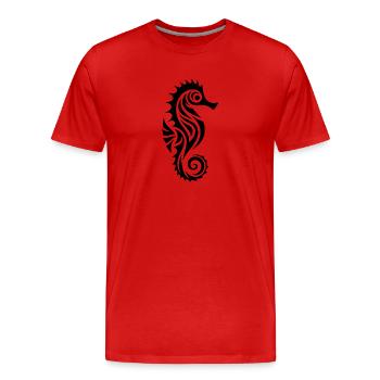 Kleines Knuffiges Seepferdchen Baby - Männer Premium Bio T-Shirt - Rot - Vorne - Damien (186cm)