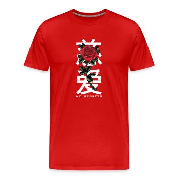 No Regrets Roses Japon - T-shirt bio Premium Homme - rouge - Devant - Damien (186cm)