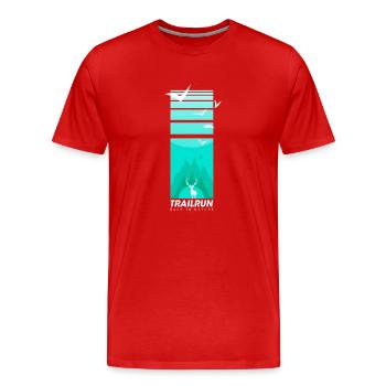 Trailrun Wildnis Hirsch - Männer Premium Bio T-Shirt - Rot - Vorne - Damien (186cm)