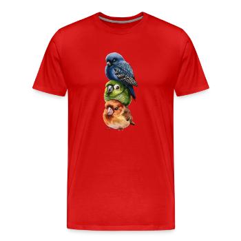 Drei Vögel übereinander gestapelt - Männer Premium Bio T-Shirt - Rot - Vorne - Damien (186cm)