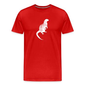 Distressed Otter Print - Vintage Otter - Men's Premium Organic T-Shirt - red - Front - Damien (186cm)