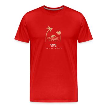 ES LEBE DER URLAUB. FEIERTAG. FROHE FEIERTAGE. - Männer Premium Bio T-Shirt - Rot - Vorne - Damien (186cm)