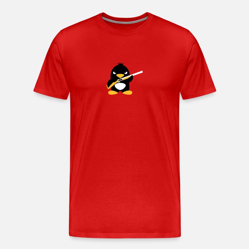 Shotgun Penguin - Männer Premium Bio T-Shirt - Rot