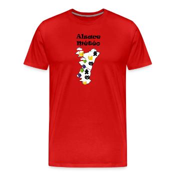 Alsace Météo - T-shirt bio Premium Homme - rouge - Devant - Damien (186cm)