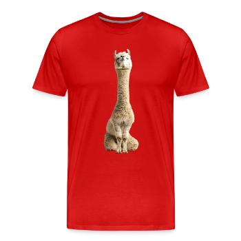 Alpaka - Männer Premium Bio T-Shirt - Rot - Vorne - Damien (186cm)