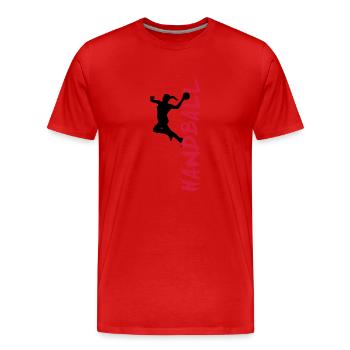 Handballerin - Handball seitlich - Männer Premium Bio T-Shirt - Rot - Vorne - Damien (186cm)