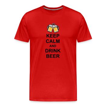 Keep Calm Drink Beer - Männer Premium Bio T-Shirt - Rot - Vorne - Damien (186cm)