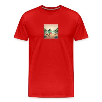 Melone mit Pyramide - Männer Premium Bio T-Shirt - Rot - Vorne - Damien (186cm)