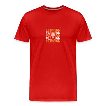 Löwe Florian - Männer Premium Bio T-Shirt - Rot - Vorne - Damien (186cm)