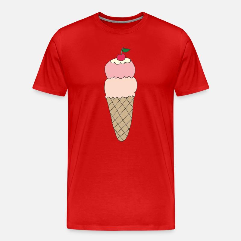 Eiscreme mit Kirsche Design - Männer Premium Bio T-Shirt - Rot