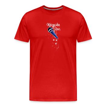 Karaoké Star,Karaoké,Microphone,Étoiles,Étoile - T-shirt bio Premium Homme - rouge - Devant - Damien (186cm)