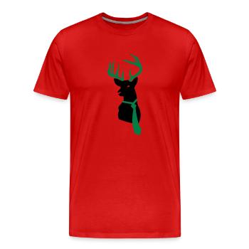 Cerfs avec cravate - T-shirt bio Premium Homme - rouge - Devant - Damien (186cm)