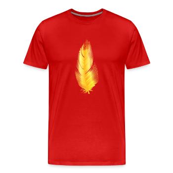 goldene Feder - Männer Premium Bio T-Shirt - Rot - Vorne - Damien (186cm)