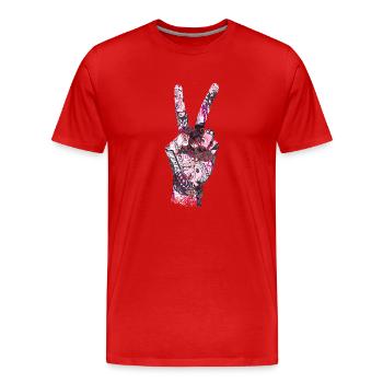 Peace Zeichen Manga Comic Stil - Männer Premium Bio T-Shirt - Rot - Vorne - Damien (186cm)