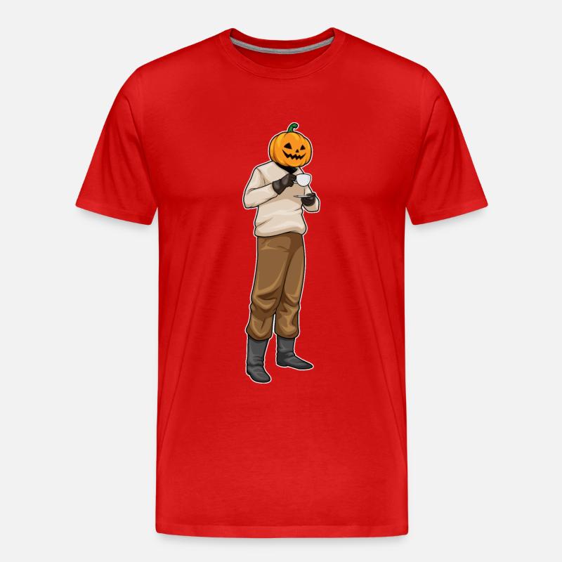 Jack O Lantern Halloween Kaffee - Männer Premium Bio T-Shirt - Rot