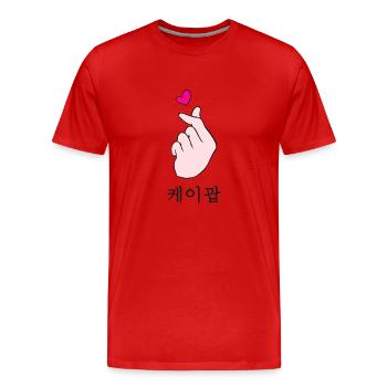 K-Pop Shirt | KPop Hand Icon Cute Korean Music - Men's Premium Organic T-Shirt - red - Front - Damien (186cm)