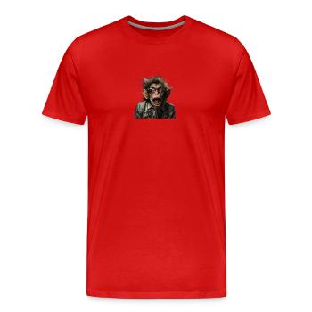 crazy professor monkey - Männer Premium Bio T-Shirt - Rot - Vorne - Damien (186cm)