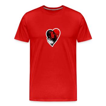 Woman in love in a vintage and minimalist way - Men's Premium Organic T-Shirt - red - Front - Damien (186cm)