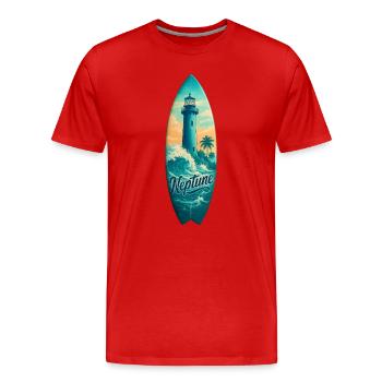Planche de surf Neptune Lighthouse - T-shirt bio Premium Homme - rouge - Devant - Damien (186cm)