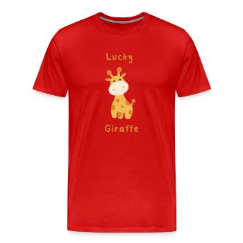 Lucky Giraffe - Men's Premium Organic T-Shirt - red - Front - Damien (186cm)