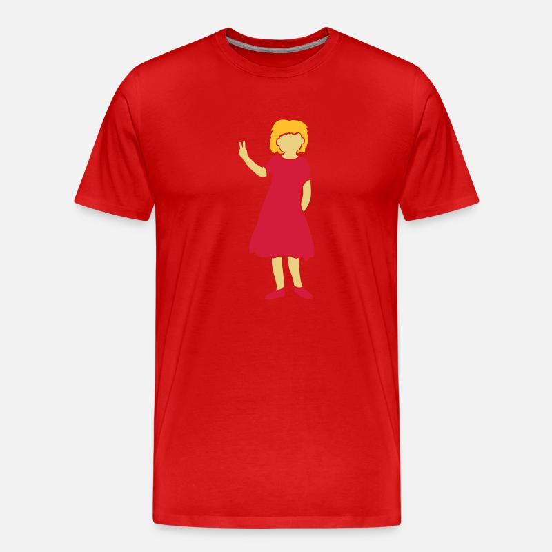 Mädchen Silhouette Peace Zeichen - Männer Premium Bio T-Shirt - Rot