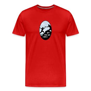 give what.........by 2FettDesign - Männer Premium Bio T-Shirt - Rot - Vorne - Damien (186cm)