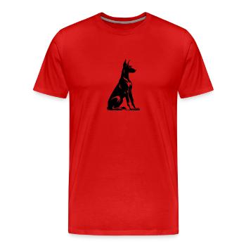 Schlichte Wachhund Dobermann Hunde Silhouette - Männer Premium Bio T-Shirt - Rot - Vorne - Damien (186cm)