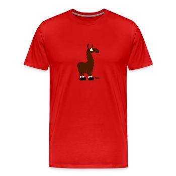 Lama (3c) - Männer Premium Bio T-Shirt - Rot - Vorne - Damien (186cm)