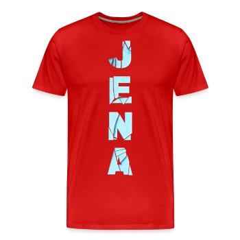 Jena Allemagne City Font Skyline Accueil - T-shirt bio Premium Homme - rouge - Devant - Damien (186cm)