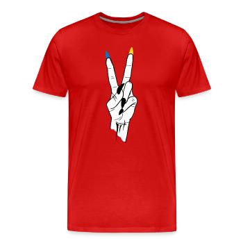 Victoire Ukraine Paix - T-shirt bio Premium Homme - rouge - Devant - Damien (186cm)