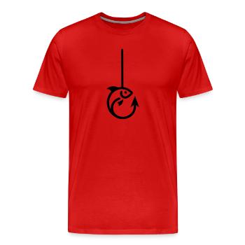 Fish on the hook - Men's Premium Organic T-Shirt - red - Front - Damien (186cm)