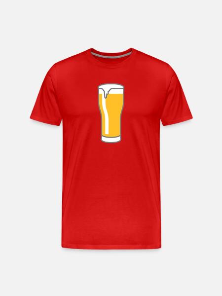 bier_glas_3c - Männer Premium Bio T-Shirt - Rot