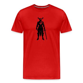Kampf Ritter mit Schwert - Männer Premium Bio T-Shirt - Rot - Vorne - Damien (186cm)
