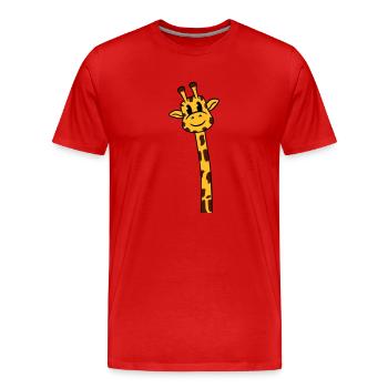Funny Long Neck Giraffe Cool Cute Animals - Men's Premium Organic T-Shirt - red - Front - Damien (186cm)
